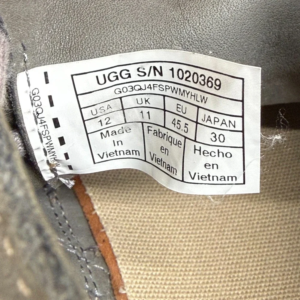 UGG Neumel Chukka Unlined Boot Mens 12 Gray Suede Desert Minimalist Casual